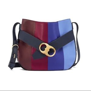 TORY BURCH Gemini Link Striped Multi Belted Hobo Cross Body Bag